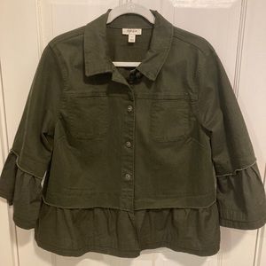 Style & Co forest green button down jacket